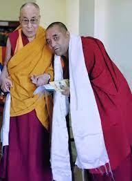 The Dalai lama with geshe tsewang Dorje at ngari institute, ladakh, incia