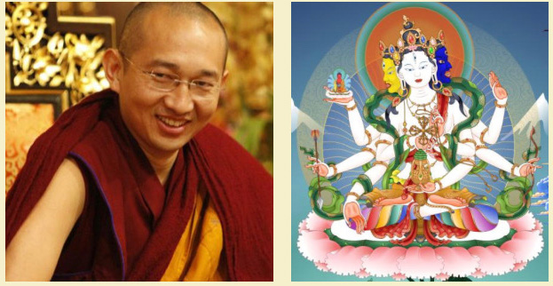A photo graph of the 8th Khangser Rinpoche and a thanka of Namgyalma